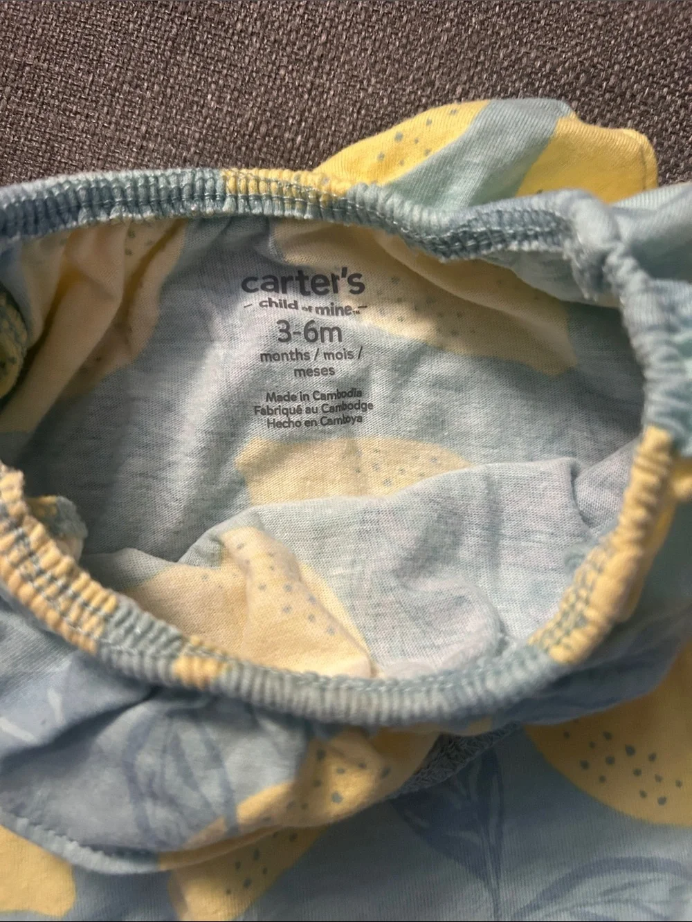 Carter's Lemon Print Blue and Yellow Ruffle Bodysuit Dress